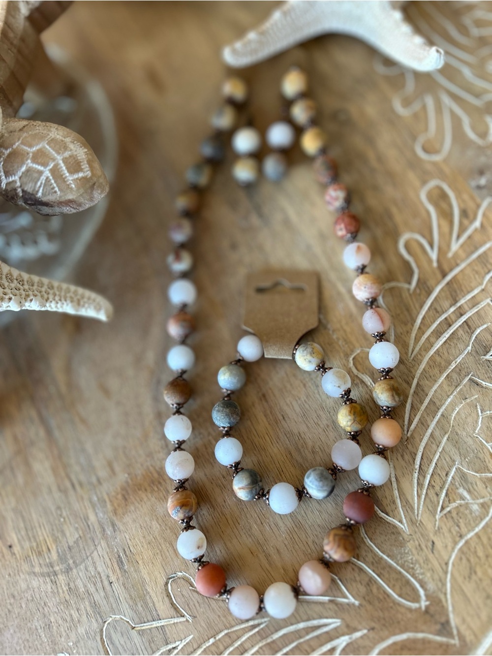 NEW Natural Jasper Stone Necklace Bracelet Earrings 3-Piece Jewelry Set